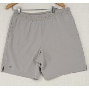 Fabletics Mens L Gray Athletic Performance Shorts Pockets Perforated Waistband